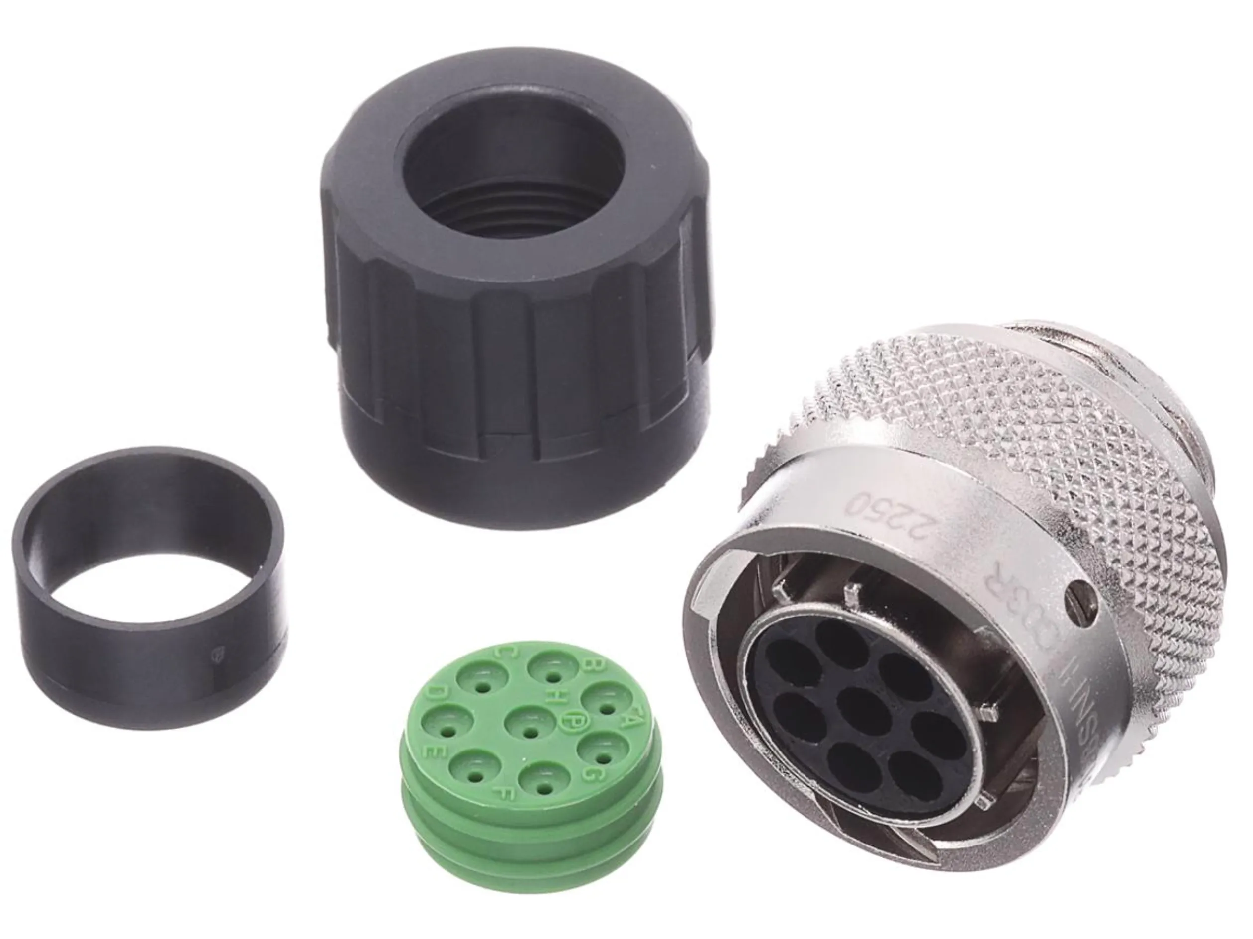 Standard Circular Connector Plug, 8 Position, Female, Shell Size 12, Silicone Seal, with End Cap and Reduced Diameter Individual Wire Sealing, Range 14 - 24AWG