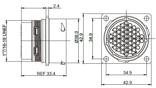 Standard Circular Connector Wall Mtg Rcptle Pin